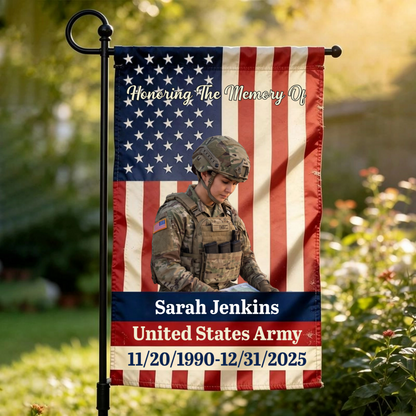 Personalized Veteran Memorial Garden Flag - Military Remembrance Gift