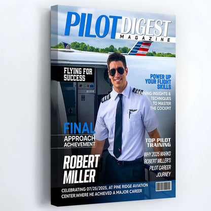 Personalized Custom Pilot Digest Magazine Cover Canvas / Poster – A Unique Gift for Pilots