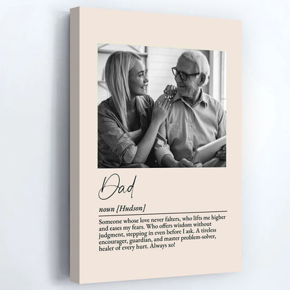 Dad: Noun, Someone Whose Love Never Falters - Personalized Custom Photo Poster / Canvas