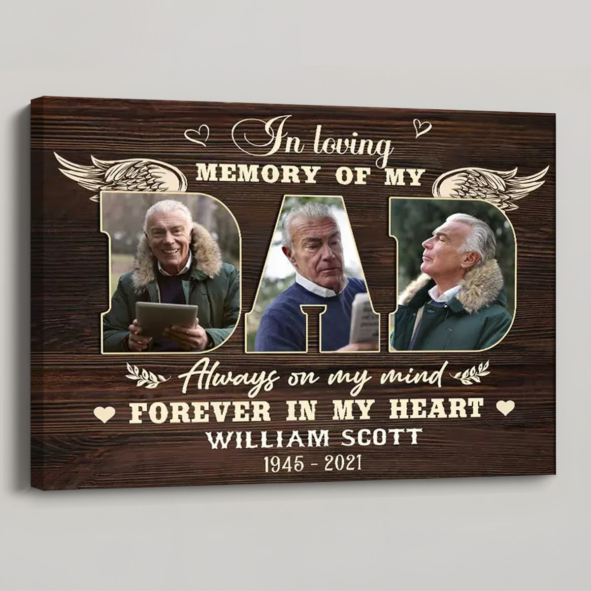 Personalized Memorial Photo Canvas / Poster - Sympathy Gift for Loss of Father
