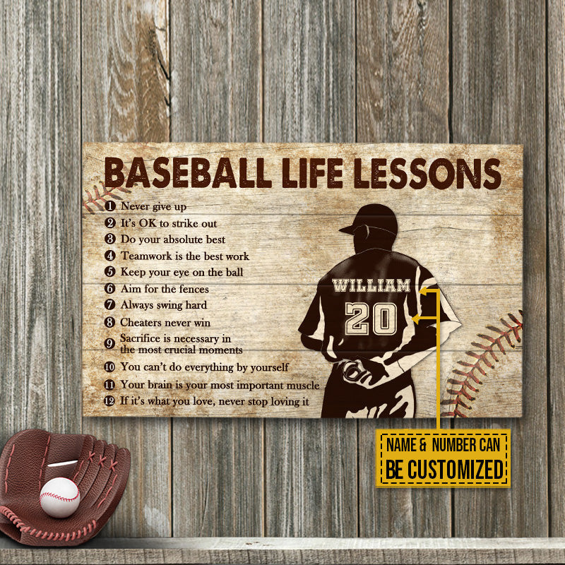Baseball Pitcher Life Lessons - Personalized Custom canvas / Poster