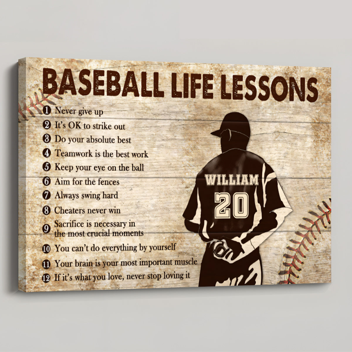 Baseball Pitcher Life Lessons - Personalized Custom canvas / Poster
