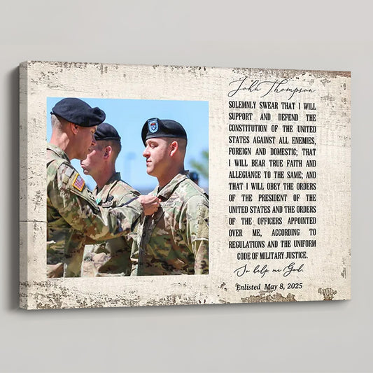 Personalized Oath of Enlistment & Commissioned Canvas / Poster - Army Gift for Dad or Husband
