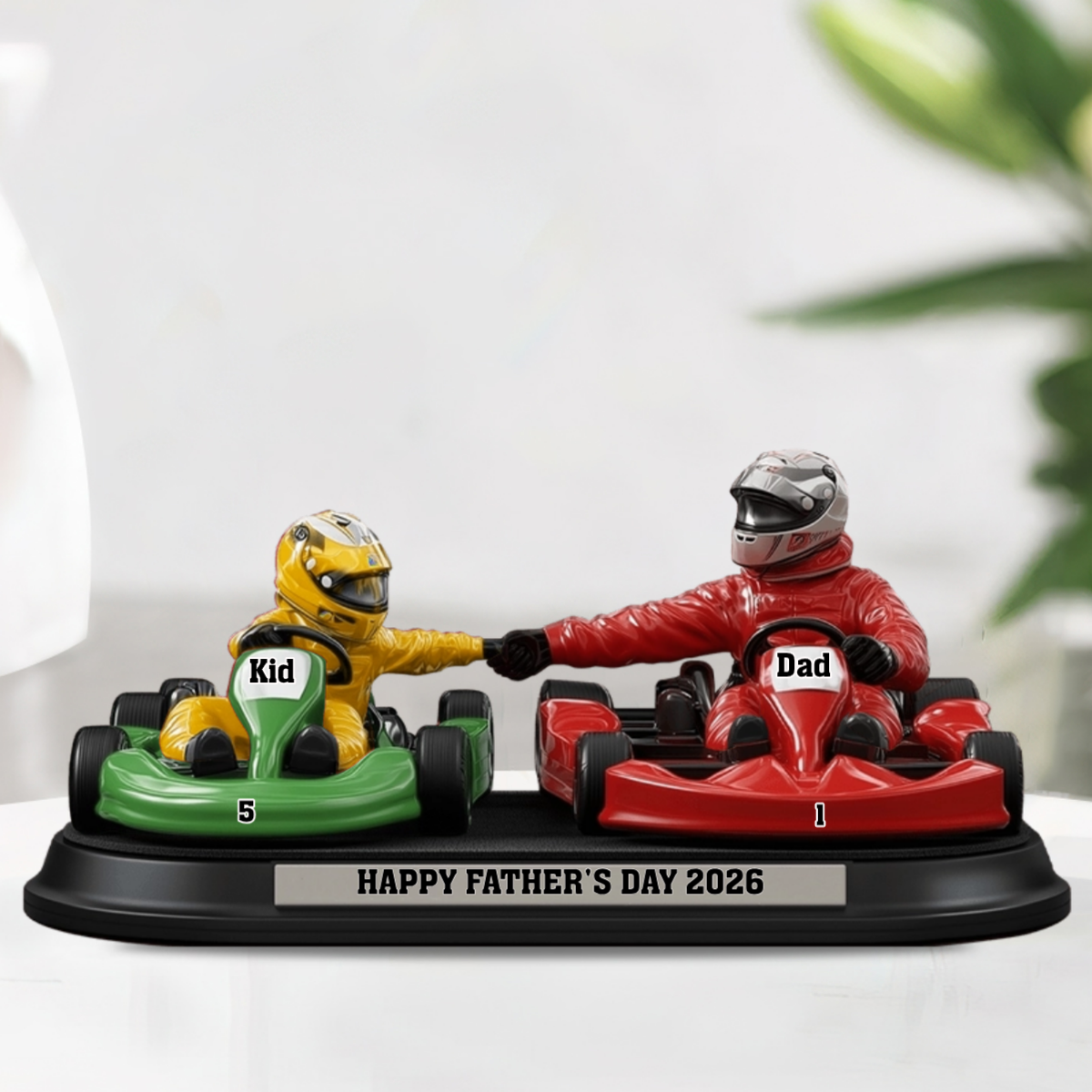 Racing Dad & Kid - Personalized Shaped Acrylic Plaque