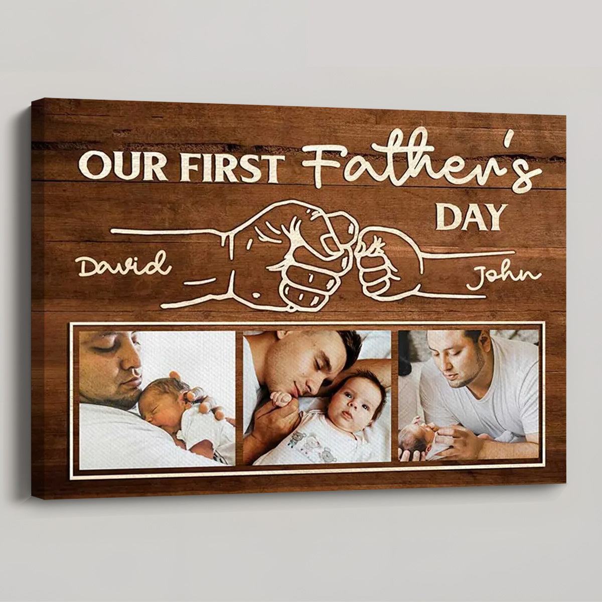 Personalized First Father’s Day Fist Bump Canvas / Poster - Custom Gift for New Dad