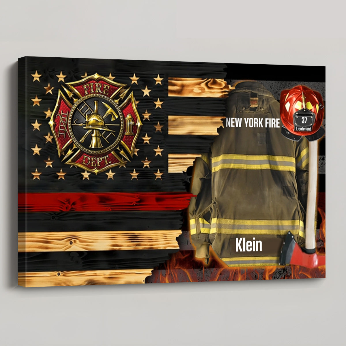 Personalized Firefighter Gear & Helmet Canvas / Poster