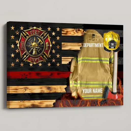 Personalized Firefighter Gear & Helmet Canvas / Poster