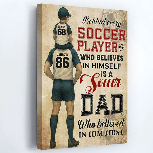 Personalized Soccer Dad & Son Poster / Canvas - Birthday or Father’s Day Gift for Soccer Fans