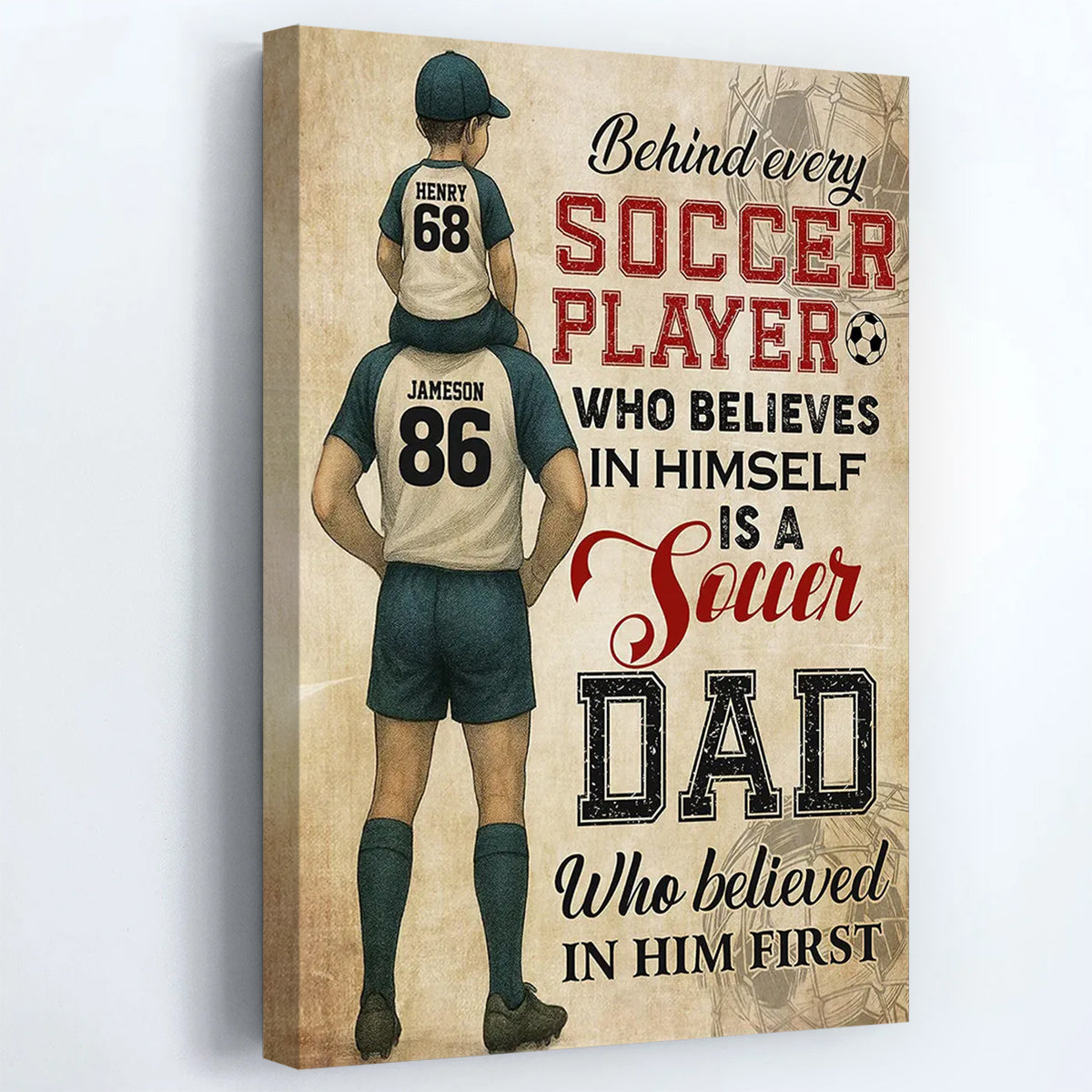 Personalized Soccer Dad & Son Poster / Canvas - Birthday or Father’s Day Gift for Soccer Fans