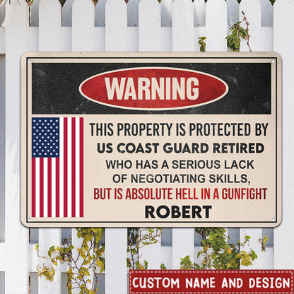 This Property is Protected by a Veteran - Personalized Custom Metal Sign
