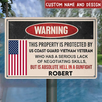 This Property is Protected by a Veteran - Personalized Custom Metal Sign