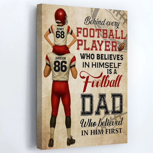 Personalized American Football Dad & Son Poster / Canvas - Birthday or Father’s Day Gift for Football Fans
