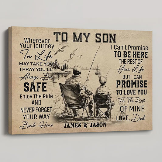 Personalized To My Son Fishing Poster / Canvas - Custom Gift for Fishing Fans