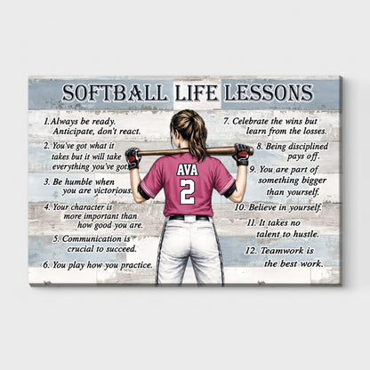 Personalized Baseball & Softball Life Lessons Poster / Canvas - Gift for Sports Families