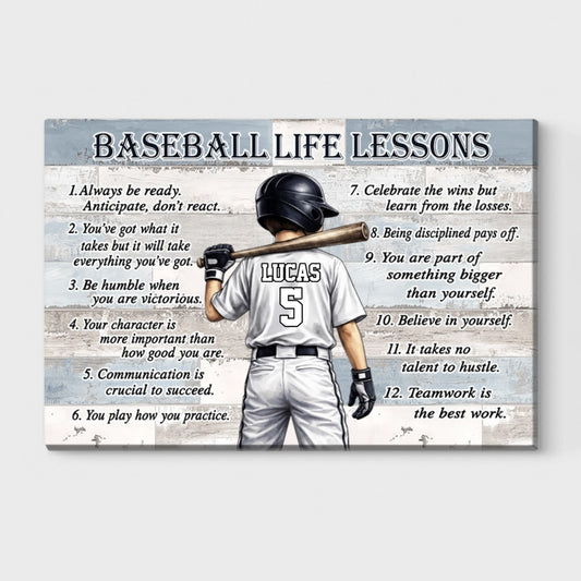 Personalized Baseball Life Lessons Poster / Canvas - Gift for Sports Families