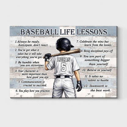 Personalized Baseball & Softball Life Lessons Poster / Canvas - Gift for Sports Families