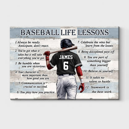 Personalized Baseball & Softball Life Lessons Poster / Canvas - Gift for Sports Families