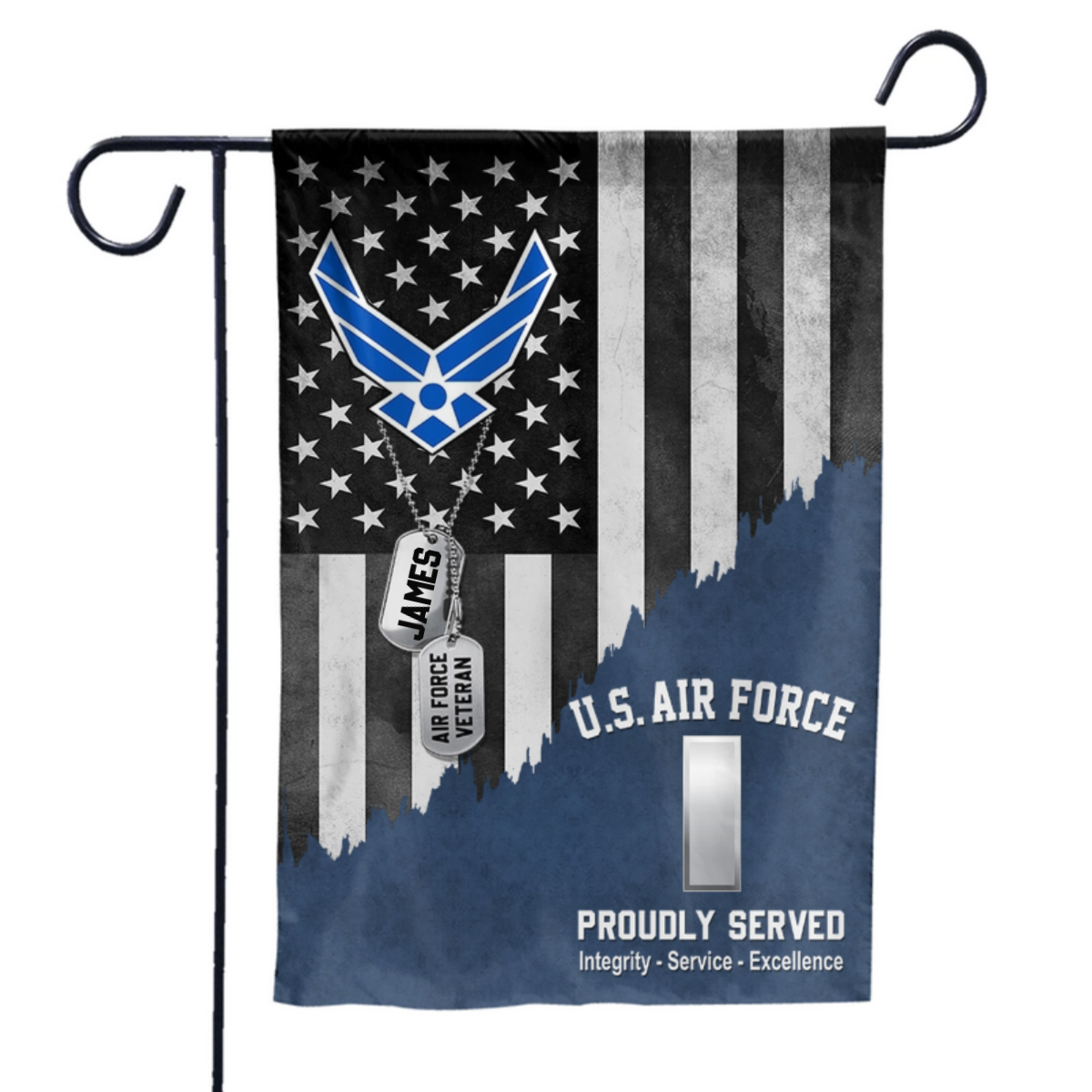 Personalized Military Veteran Garden Flag - Custom Rank & Name