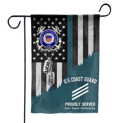 Personalized Military Veteran Garden Flag - Custom Rank & Name