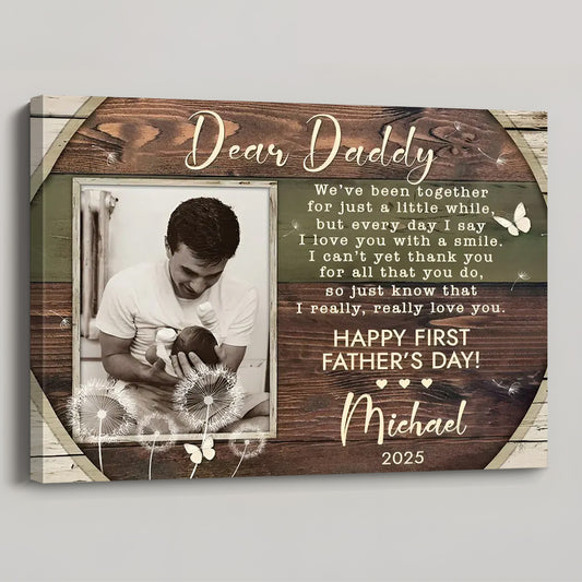 Personalized First Father’s Day Photo Canvas / Poster - Custom Poem Gift from Baby