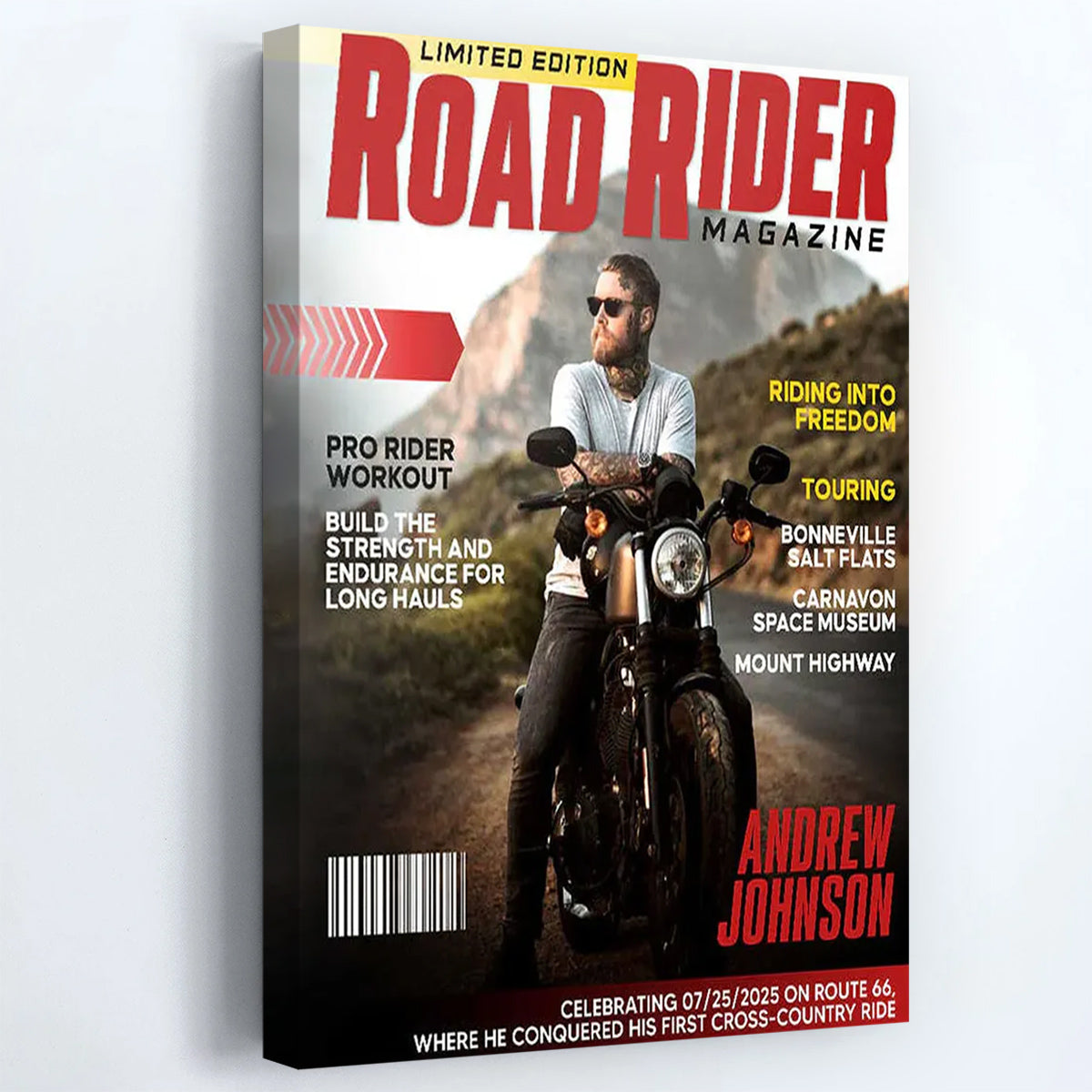 Personalized Road Rider Magazine Cover Poster / Canvas - Motorcycle Gift for Riders