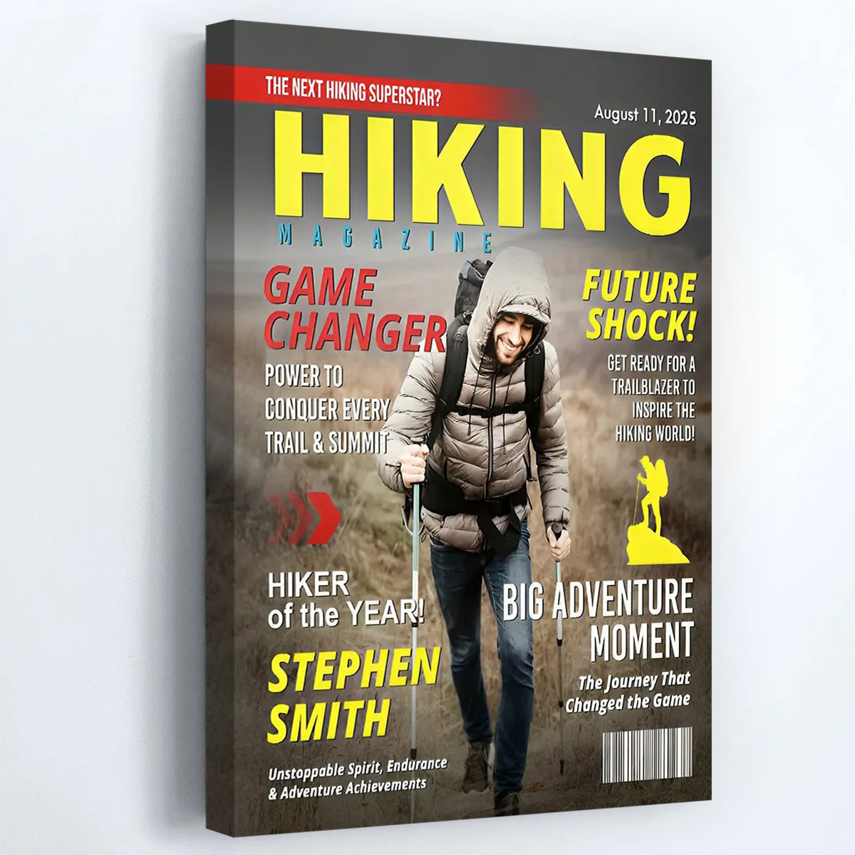 Custom Hiking Magazine Cover Poster / Canvas (Upload Your Photo) - Gift for Hiking Lovers
