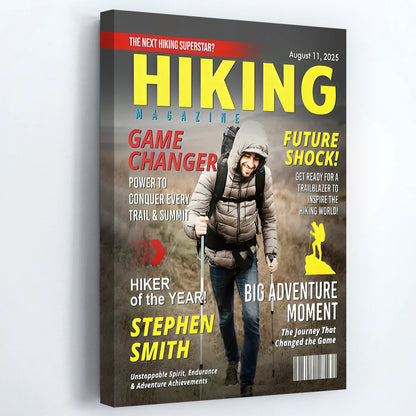 Custom Hiking Magazine Cover Poster / Canvas (Upload Your Photo) - Gift for Hiking Lovers