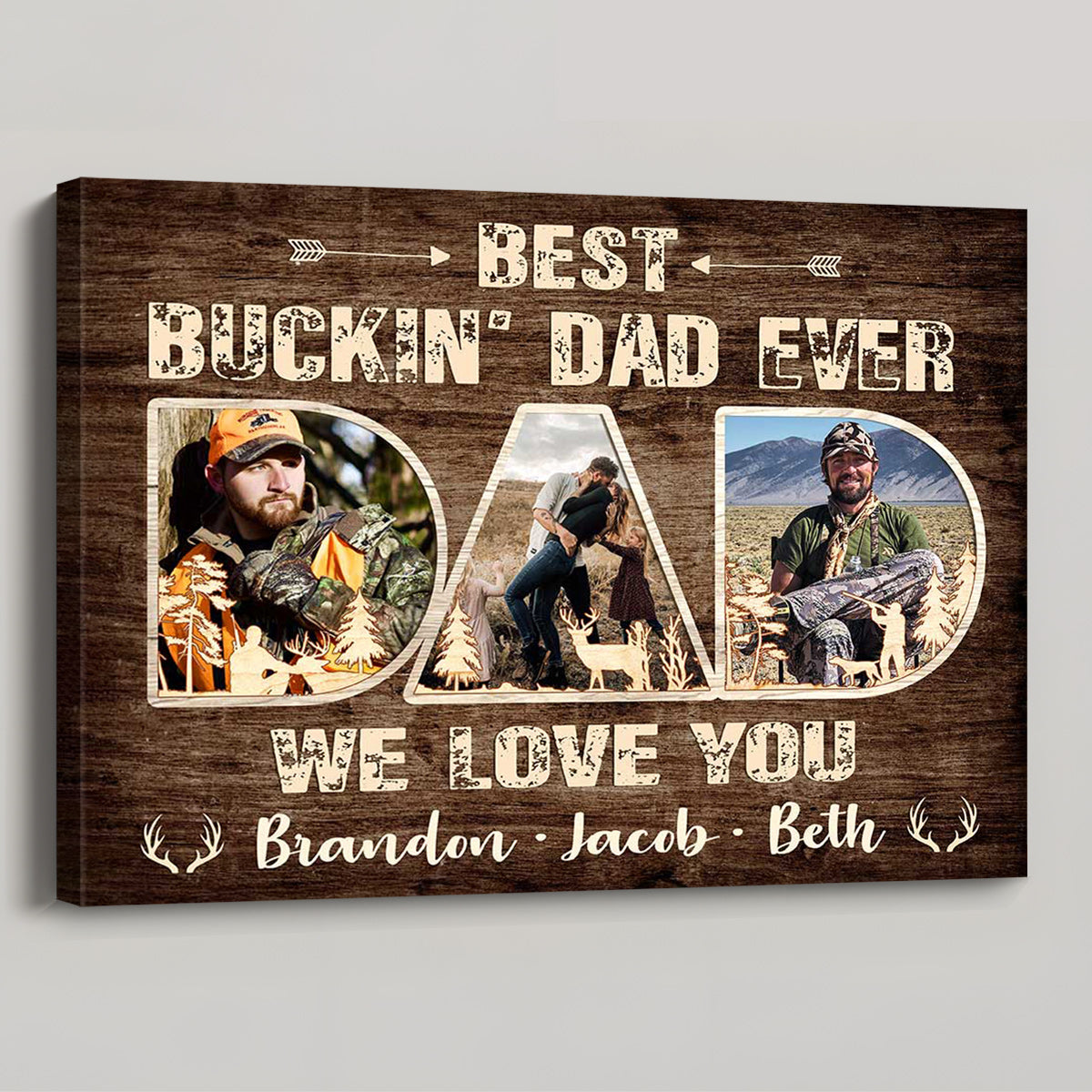 Personalized Best Buckin’ Dad Ever Photo Canvas / Poster - Gift for Hunter Dad