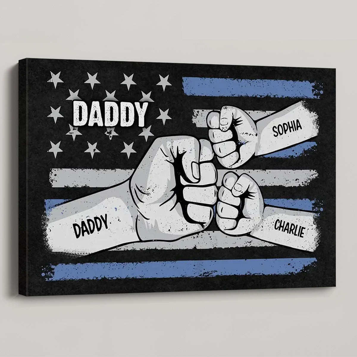 Personalized Fist Bump Nation Flag Poster / Canvas - Father’s Day Gift for Dad & Grandpa