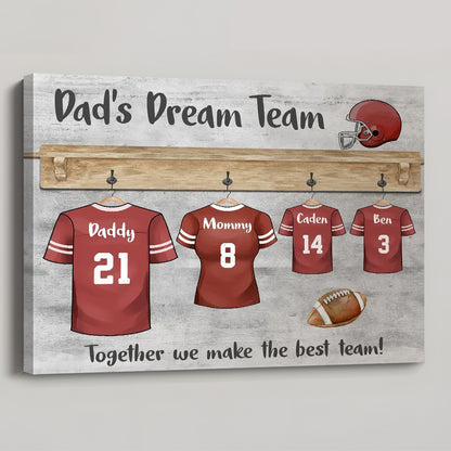 Dad’s Dream Team - Personalized Father’s Day Football Canvas / Poster