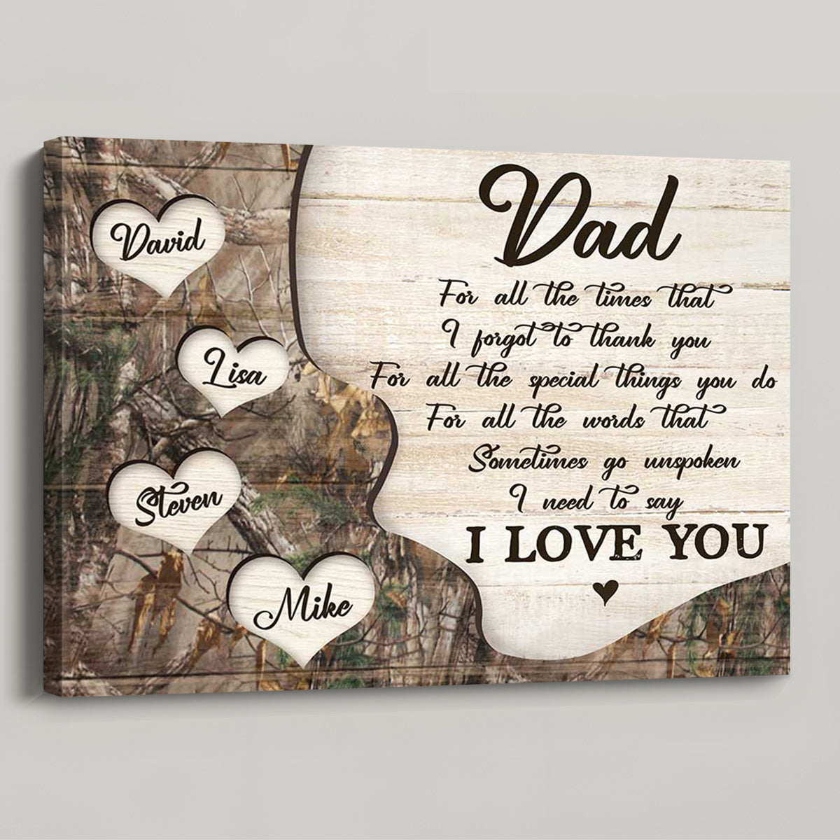 Personalized Thank You Dad Canvas / Poster - Father’s Day Gift with Kids’ Names