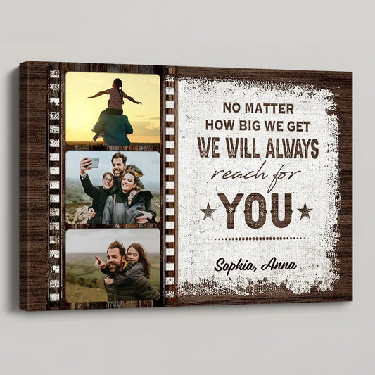 Personalized "To Us You Are The World" Canvas - Custom 3-Photo Collage for Dad & Husband - Heartfelt Family Keepsake Wall Art
