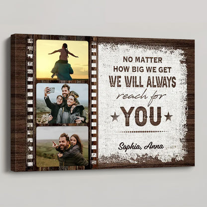Personalized "To Us You Are The World" Canvas - Custom 3-Photo Collage for Dad & Husband - Heartfelt Family Keepsake Wall Art