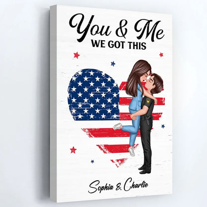 Personalized Couple Portrait Canvas / Poster - Firefighter, Nurse, Police or Military Gift