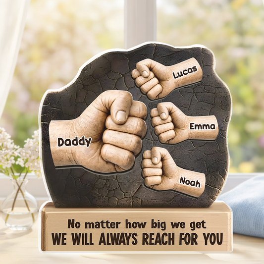 Personalized fist bump acrylic plaque for Dad with custom children's names - unique Father's Day gift