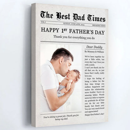 The Best Dad Times - Personalized Happy 1st Father’s Day Photo Poster / Canvas