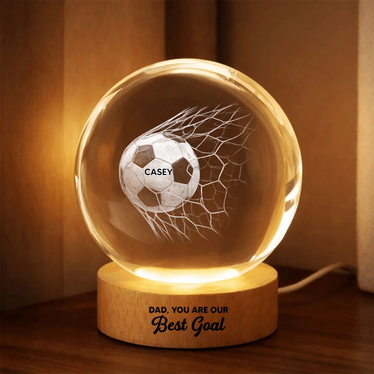 We Scored The Best Dad - Personalized Soccer Crystal Ball Lamp