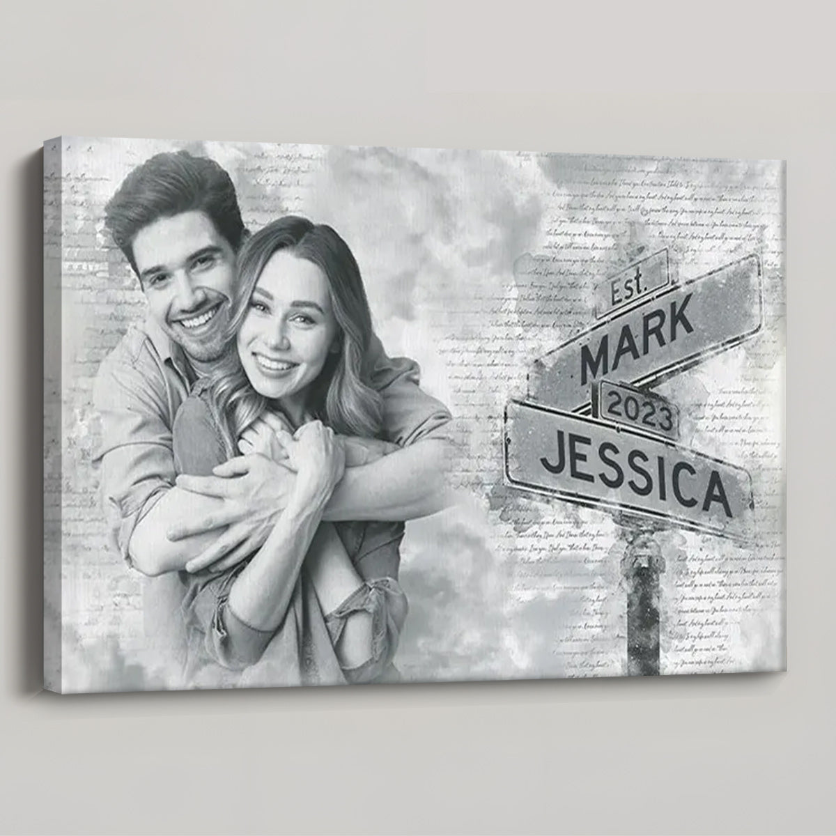 Custom Street Sign Couple Photo Canvas / Poster - Personalized Anniversary Gift