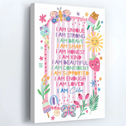 I Am Unique Positive Affirmations Personalized Poster / Canvas for Kids