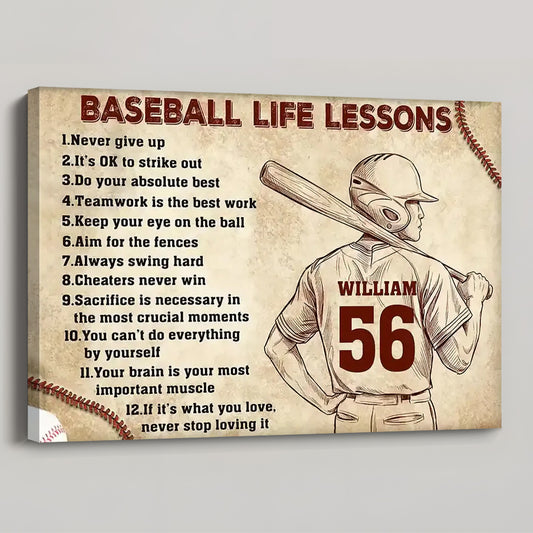 Custom Photo Pencil Sketch Baseball Life Lesson - Personalized Poster / Canvas for Baseball Lovers