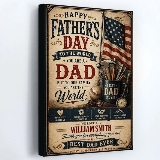 Personalized Vintage "Best Dad Ever" Canvas / Poster - Father’s Day Gift For Husband & Grandpa