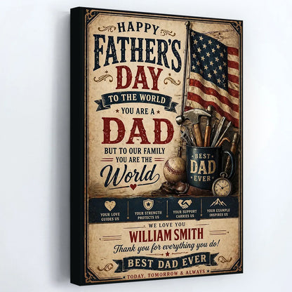 Personalized Vintage "Best Dad Ever" Canvas / Poster - Father’s Day Gift For Husband & Grandpa