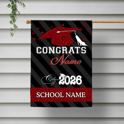 Congrats Class of 2026 - Personalized Graduation Garden Flag