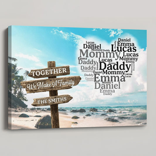 Personalized Beach Canvas / Poster - Custom Family Name Wall Art