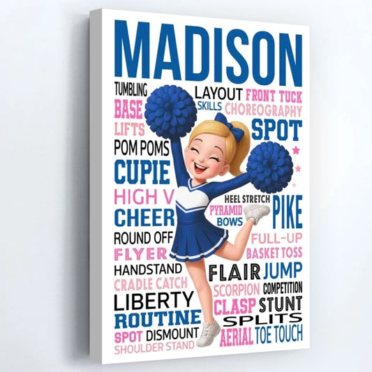 Personalized Cheerleader Typography Art Poster / Canvas - Inspirational Gift for Daughter & Granddaughter