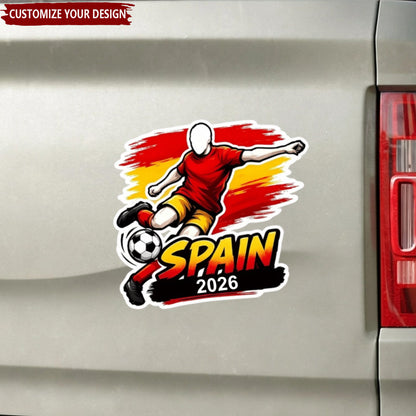 Custom 2026 Soccer Flag Sticker for Son/Grandson with personalized design details for meaningful gifting
