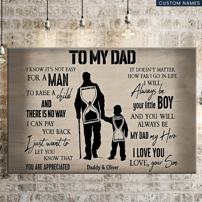 Personalized To My Dad From Son Canvas / Poster - Custom Father's Day Gift for Dad