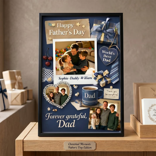 Personalized Father's Day Photo Collage Canvas / Poster - Custom Gift for Dad and Family