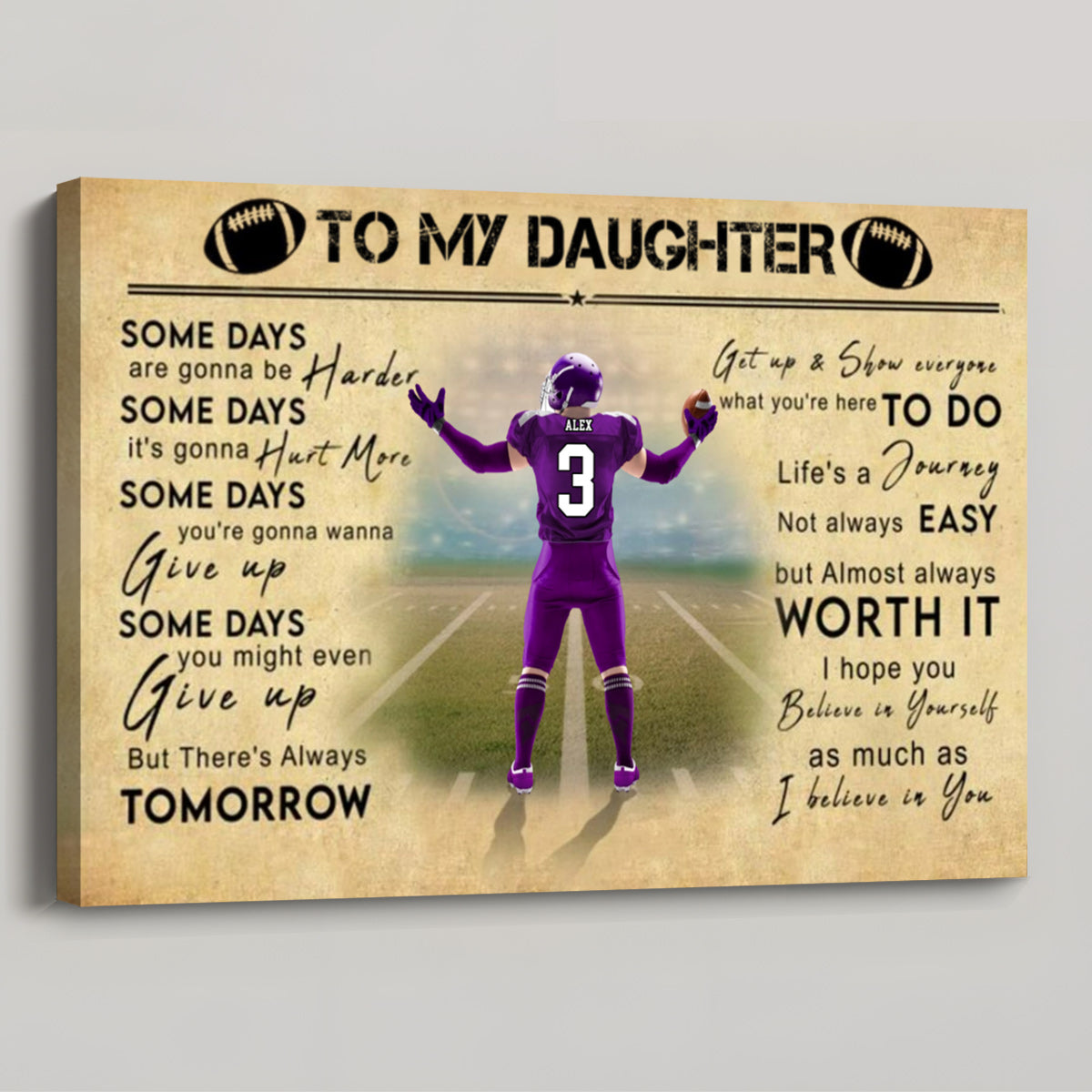 Personalized American Football Poster / Canvas - Custom Sports Wall Art Print