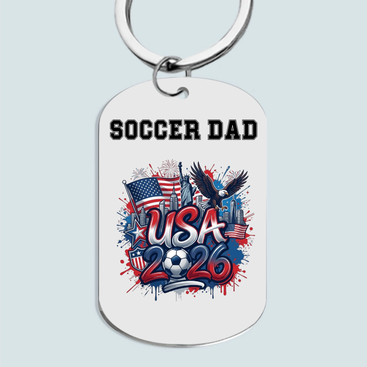 Custom Soccer Ball Country Flag Keychain - Personalized Soccer Stainless Steel Keychain